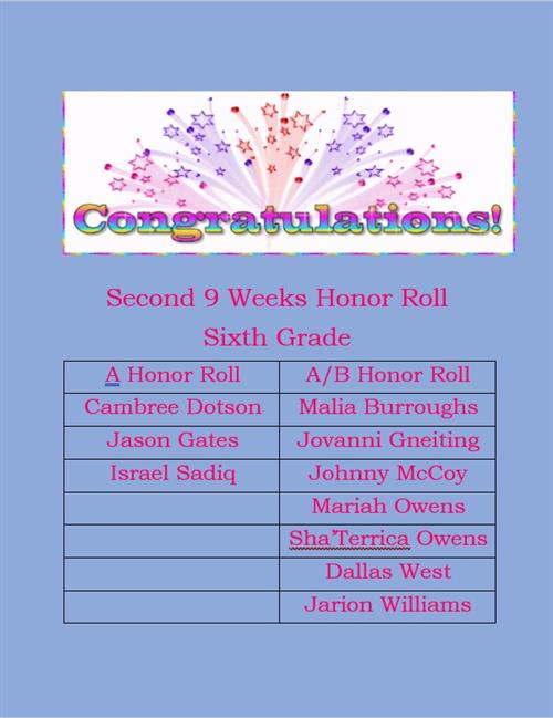 Honor Roll - 6th